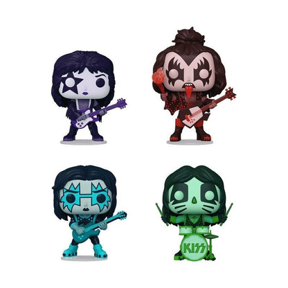 Kiss (Color Spotlight) Funko Pop! Rocks - Pack of 4 (Spaceman / Demon / Starchild / Catman) Collectible Exclusive Vinyl Figures