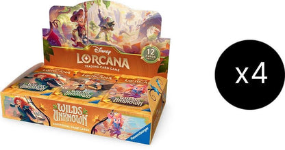 Disney Lorcana TCG Wilds of the Unknown Booster Box Case | 4 Booster Boxes per Case | 24 Packs per Box | Trading Card Game Collectible Cards (PRE-ORDER MAY)