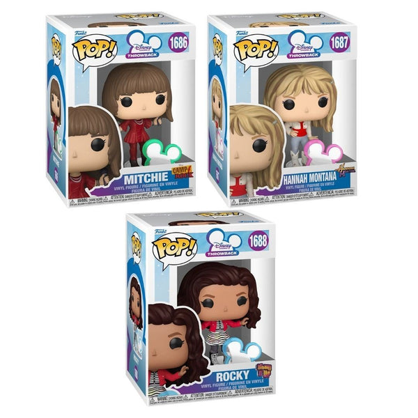 Disney Channel Retro Funko Pop! Set of 3 (Mitchie Camp Rock #1686, Hannah Montana with Disney Icon #1687, and Shake It Up Rocky with Disney Icon #1688) Collectible Vinyl Figures - Estimated Arrival: Jan. 2026 (PRE-SALE)