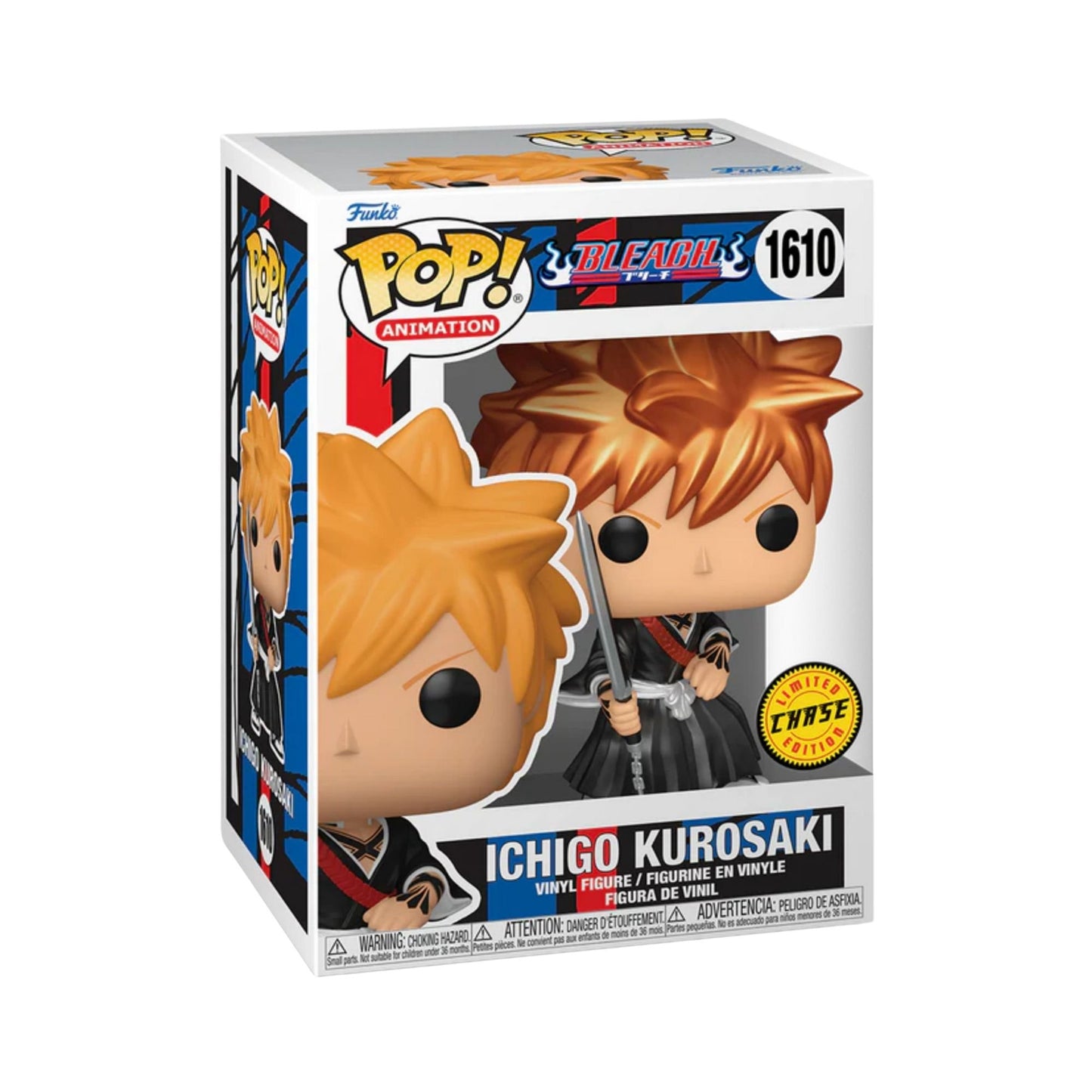 Ichigo Kurosaki (FB Shikai) Funko Pop! Animation Bleach - Rare Metallic Variant Chase Limited Edition Vinyl Figure #1610 with Window Display Box