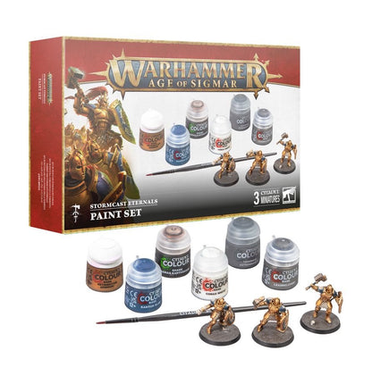 Warhammer Age of Sigmar Stormcast Eternals Paint Set – 3 Push-Fit Liberator Miniatures, 6 Citadel Paints & Starter Brush for Beginners and Hobby Fans (PRE-ORDER)