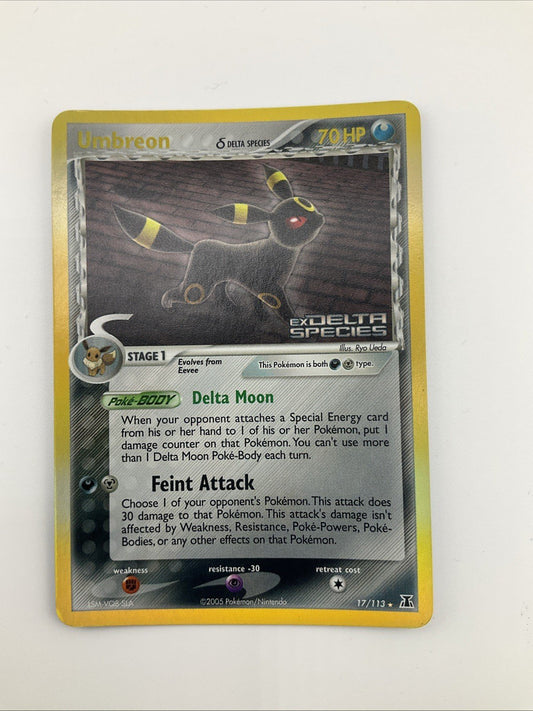 Pokemon Umbreon Reverse Holo Stamped Rare Card 17/113 EX Delta Species NM