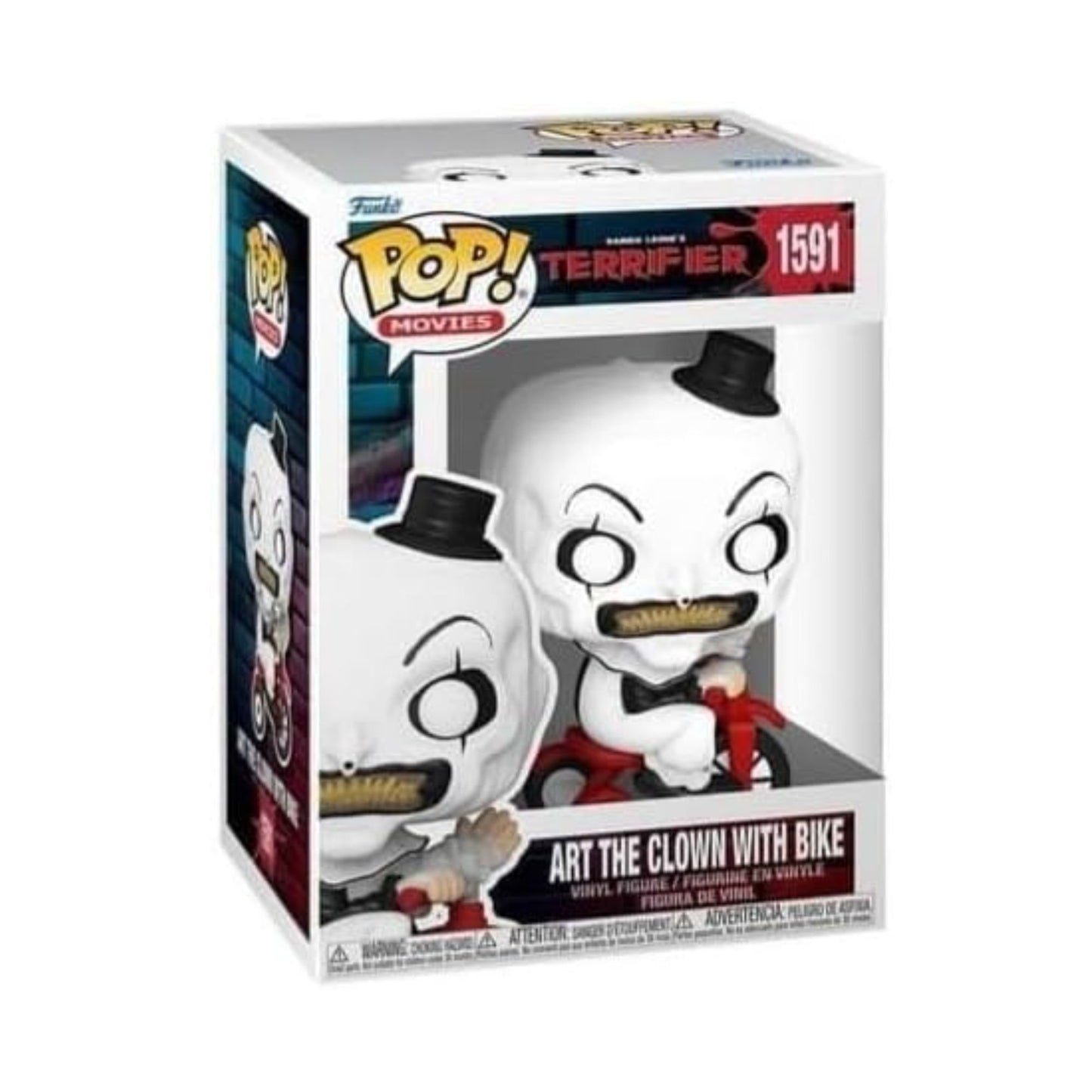 Art The Clown Funko Pop! Movies: Terrifier - Vinyl Figures Set - Art The Clown with Knife #1590, Art The Clown with Bike #1591 & Bloody Art The Clown #1592 - 3 Collectibles with Window Display Box