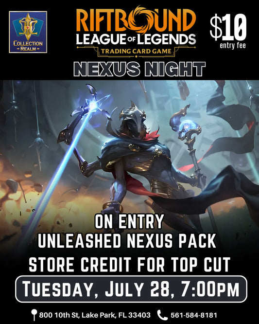 Riftbound League of Legends TCG Nexus Night Tournament – July 28, 2026 (Tuesday 7:00 PM)