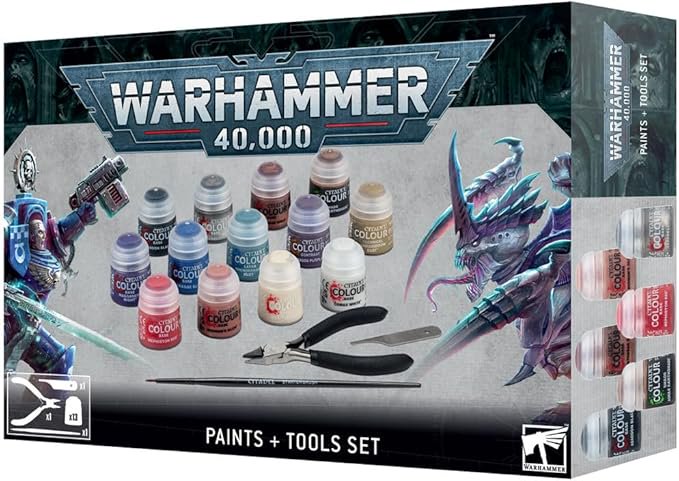 Warhammer 40,000 Paints + Tools Set Citadel Colour Miniature Hobby Starter Kit