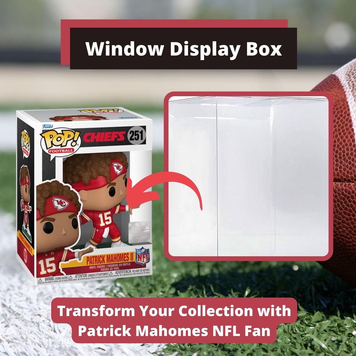 Patrick Mahomes II NFL Kansas City Funko Pop! Football Chiefs - Vinyl Figure 251 with Display Box Protector Case