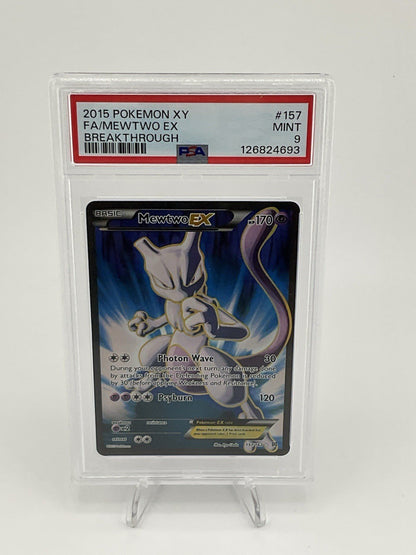 PSA 9 MINT 2015 POKEMON TCG XY BREAKTHROUGH MEWTWO EX #157 FULL ART HOLO