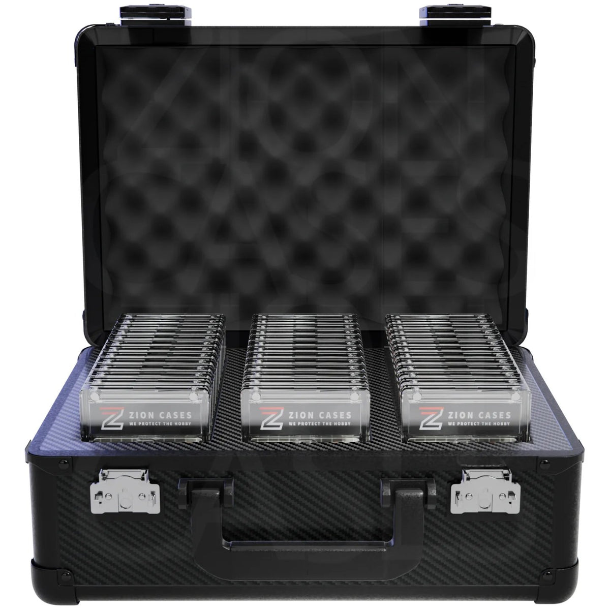 Zion Cases Slab Case X Carbon Fiber Black, Graded Card Storage Case for Up to 110 Slabs, TSA-Approved Locking Case with High-Grade Foam, Protective Collector Case for Travel and Storage (PRE-ORDER)