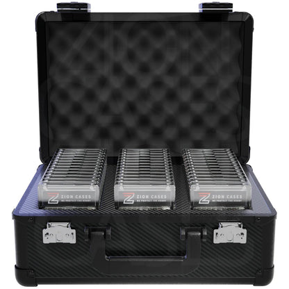Zion Cases Slab Case X Carbon Fiber Black, Graded Card Storage Case for Up to 110 Slabs, TSA-Approved Locking Case with High-Grade Foam, Protective Collector Case for Travel and Storage (PRE-ORDER)