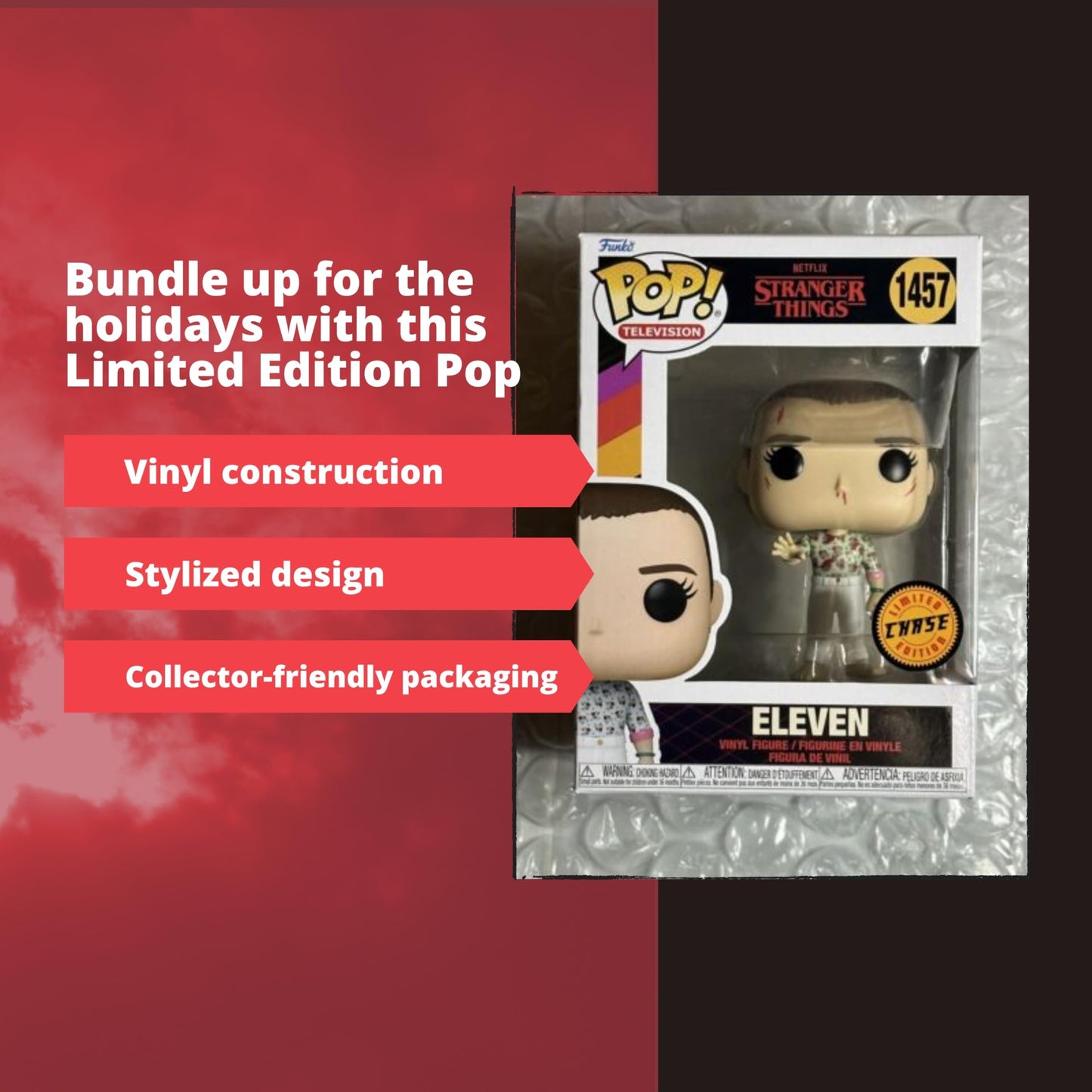 Bloody Eleven Funko Pop! Television Stranger Things - Chase Limited Edition Vinyl Figure #1457 with Display Box Protector Case