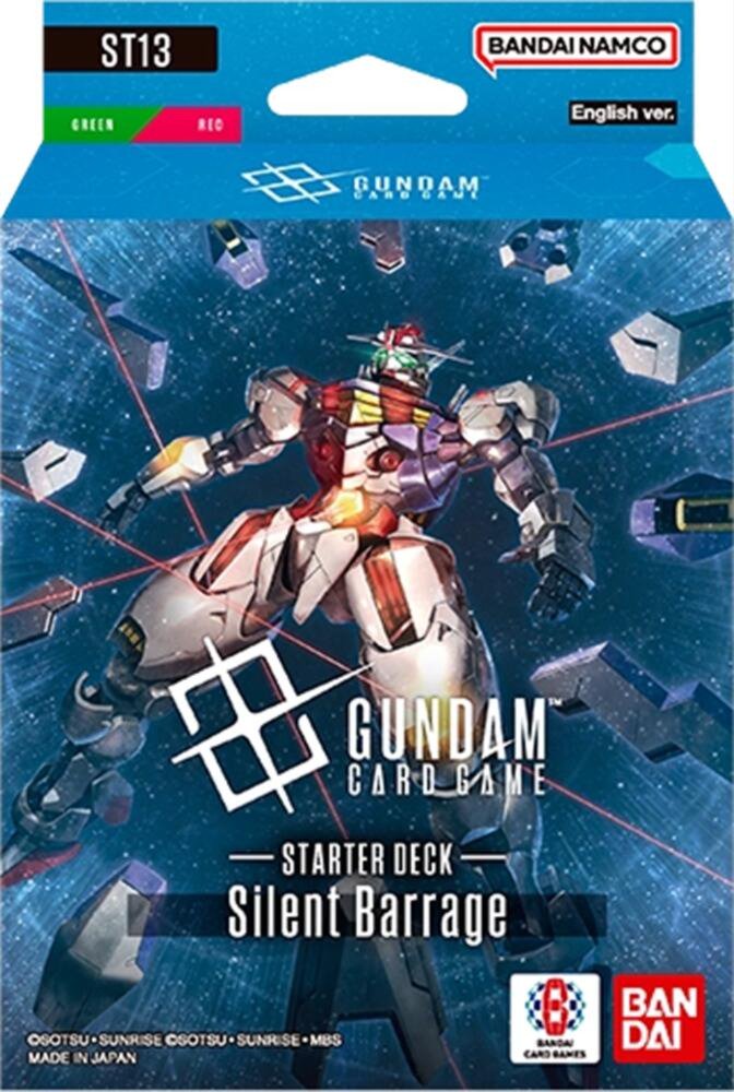 Gundam Card Game ST13 Silent Barrage Starter Deck – Green & Red 50-Card Ready-to-Play Deck with Qubeley, Resource Cards, Tokens, Bonus Pack & Rule/Playsheet (PREORDER - Release Date September 25, 2026)