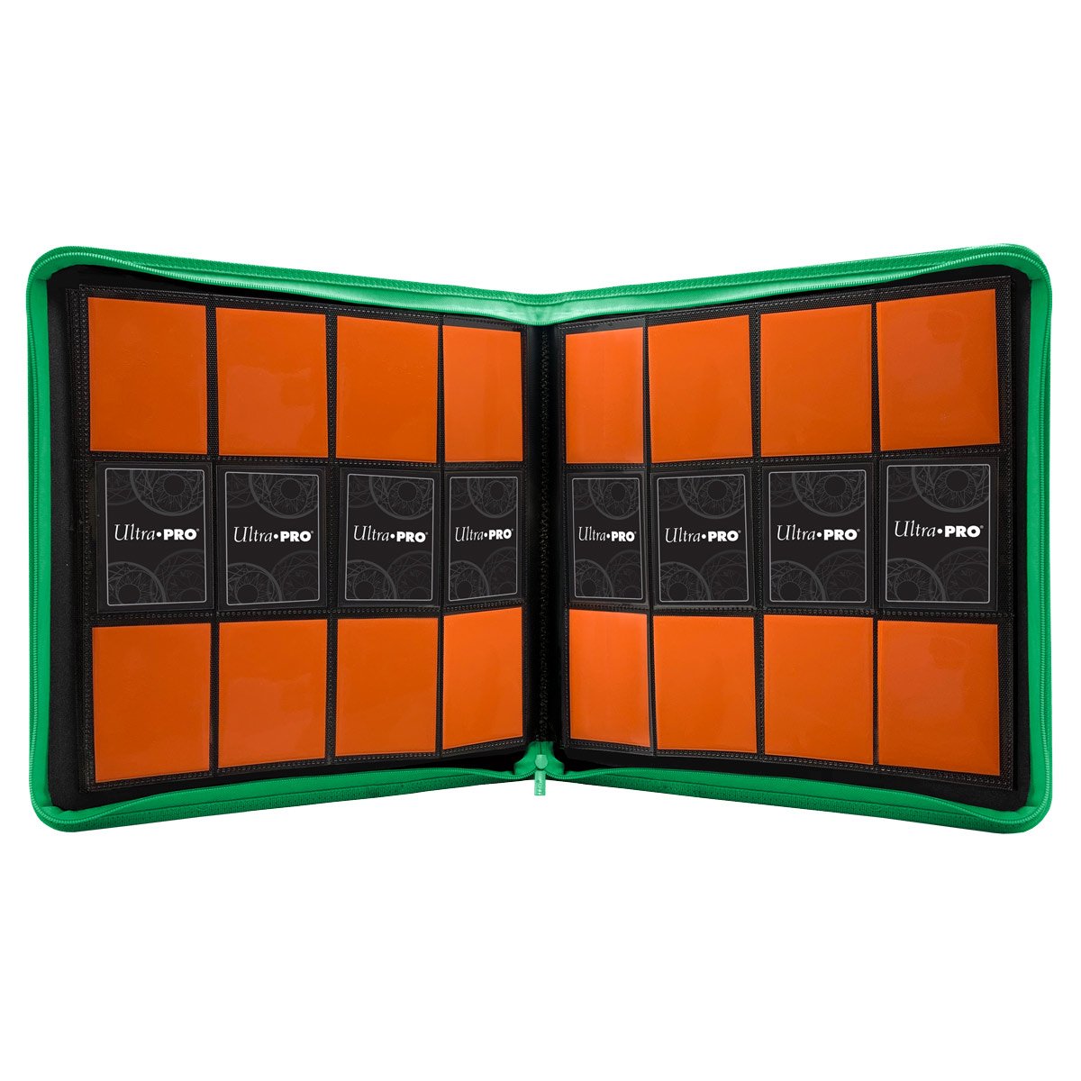 Ultra Pro 12-Pocket Zippered PRO-Binder – Green | Holds 480 Cards | Side-Loading Pockets | Acid-Free & Non-PVC | Trading Card Storage Album (PRE-SALE December)