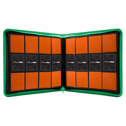 Ultra Pro 12-Pocket Zippered PRO-Binder – Green | Holds 480 Cards | Side-Loading Pockets | Acid-Free & Non-PVC | Trading Card Storage Album