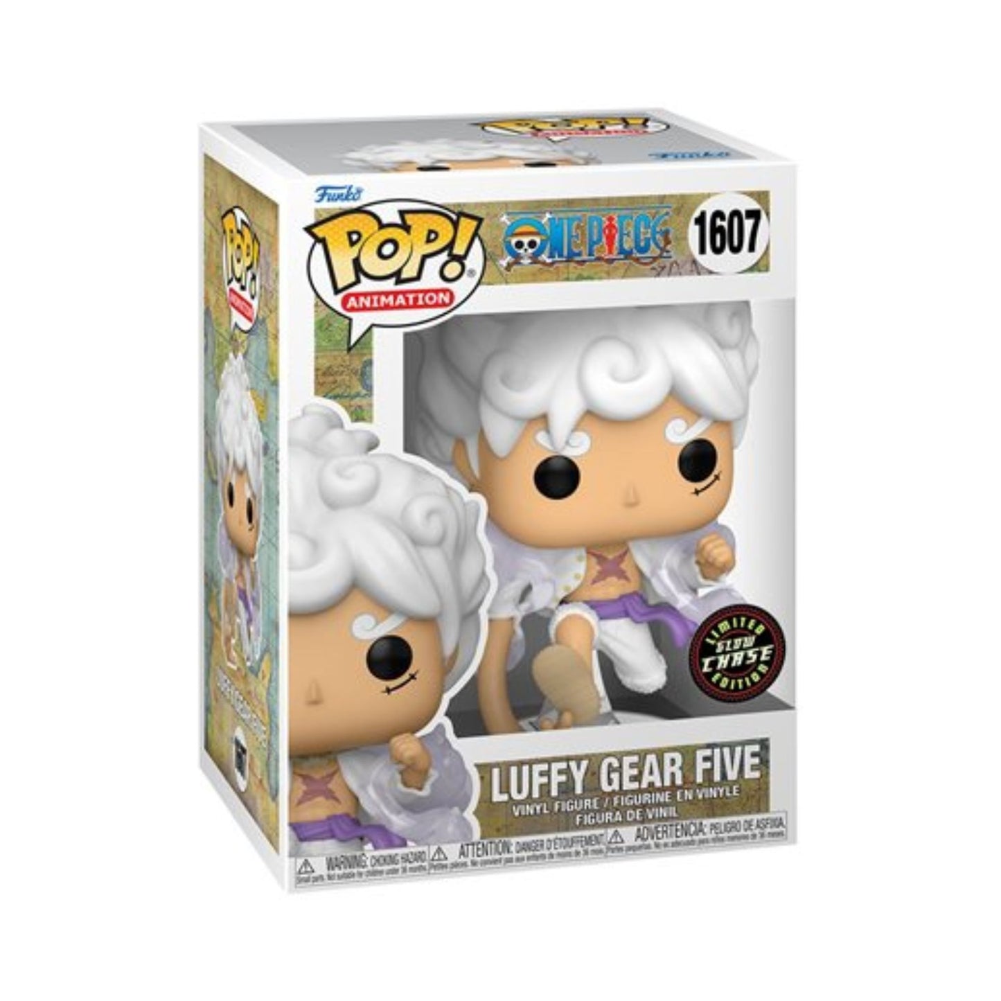 Luffy Gear Five Funko Pop! Animation One Piece - Glow Chase Limited Edition Vinyl Figure #1607 with Display Box Protector Case