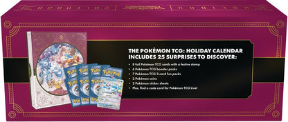 Pokémon TCG: Holiday Calendar 2025 – 25 Days of Surprises with 8 Festive Foil Cards, 6 Booster Packs, 7 Fun Packs, 2 Coins, 2 Sticker Sheets & Code Card – Seasonal Gift for Kids & Collectors - EA: Aug. 2025 (PRE-SALE)