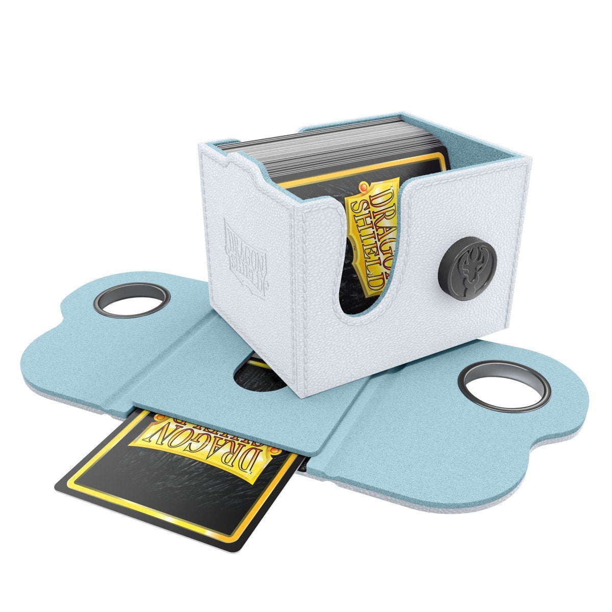 Dragon Shield Dragon Lock System Deck Box 100+ White & Aqua Magnetic Card Storage Case for TCG Cards, Acrylic Display Window, Holds 130 Single-Sleeved Cards (PREORDER - Release Date July 10, 2026)