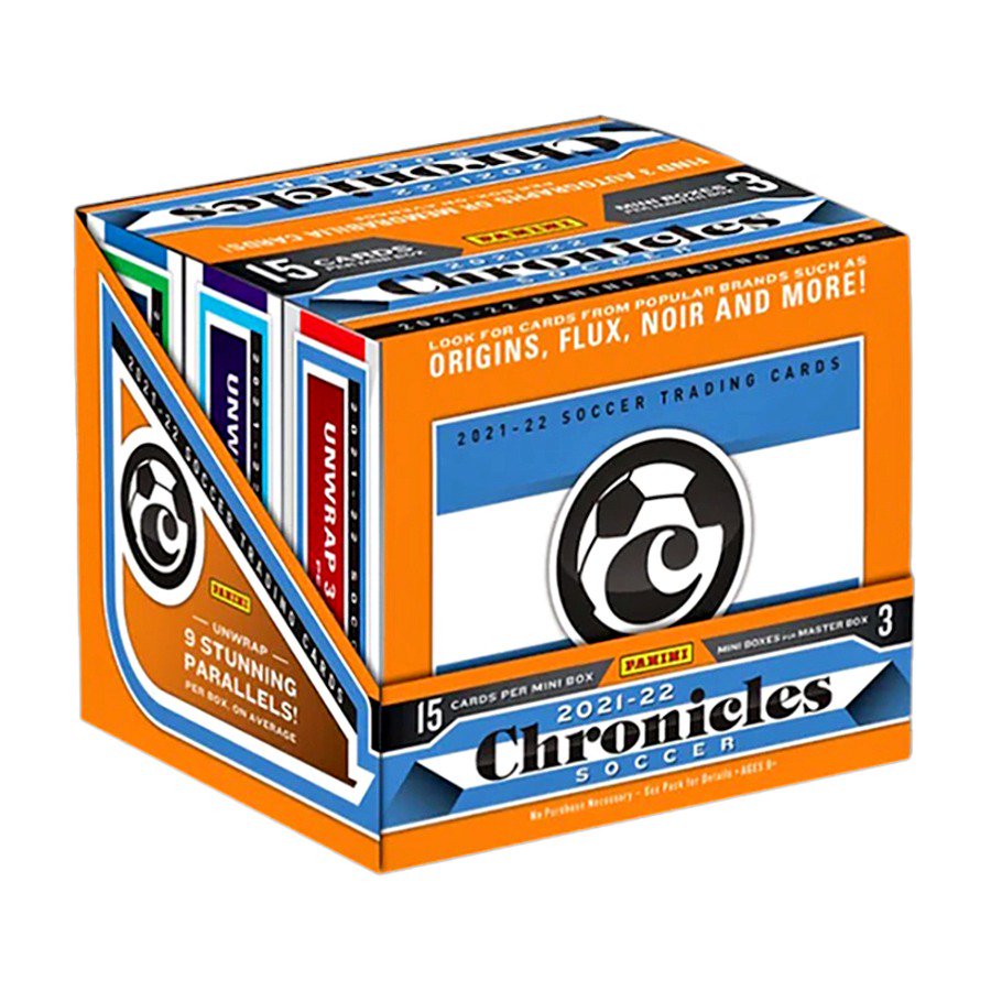 Panini Chronicles Soccer 2021-22 TMALL Box – 6 Parallels Per Box, 2 Asia Exclusive Red & Gold Laser Parallels, La Liga, Premier League & Serie A Soccer Cards
