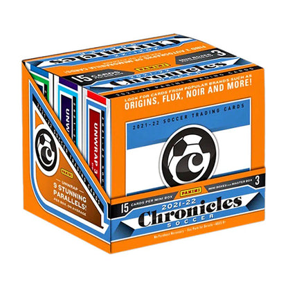 Panini Chronicles Soccer 2021-22 TMALL Box – 6 Parallels Per Box, 2 Asia Exclusive Red & Gold Laser Parallels, La Liga, Premier League & Serie A Soccer Cards