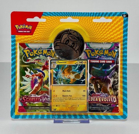 Pokémon TCG Scarlet & Violet 2 Pack Blister Pawmot Promo Card with Coin