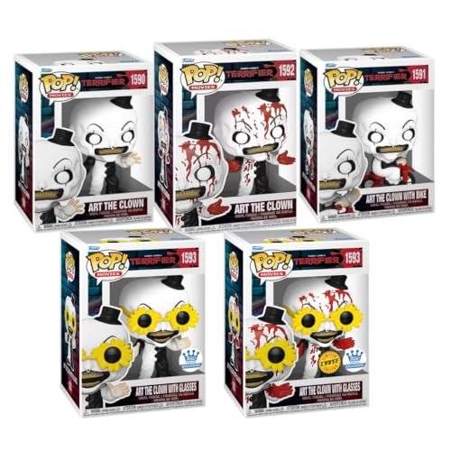 Funko Art The Clown Set of 5 Vinyl Figures – Knife, Bike, Glasses, and Bloody Chase Variants – Exclusive Terrifier Horror Collectible (PRE-ORDER)