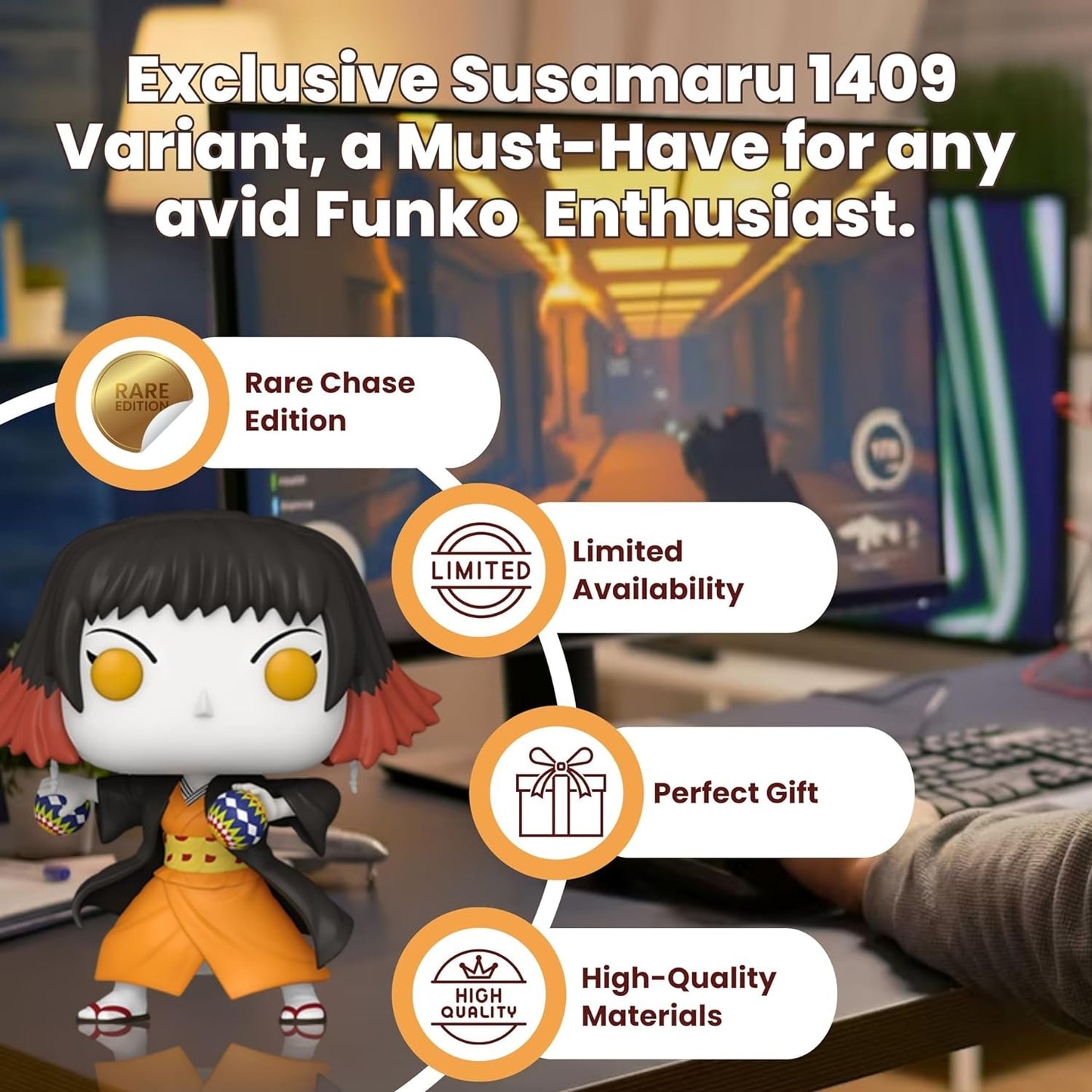 Susamaru Funko Pop! Demon Slayer - Glow Chase Limited Edition Vinyl Figure #1409 with  Window Display Box