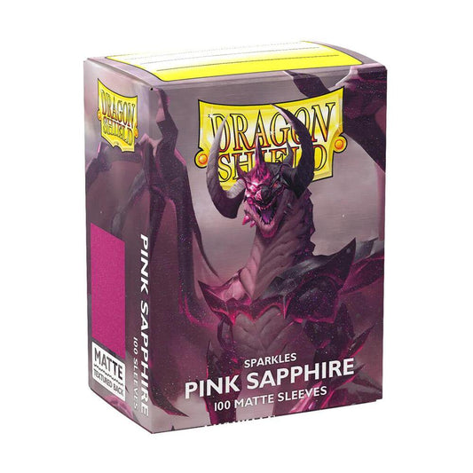 Dragon Shield Matte Pink Sapphire 100 count sleeves for trading card protection and gameplay.