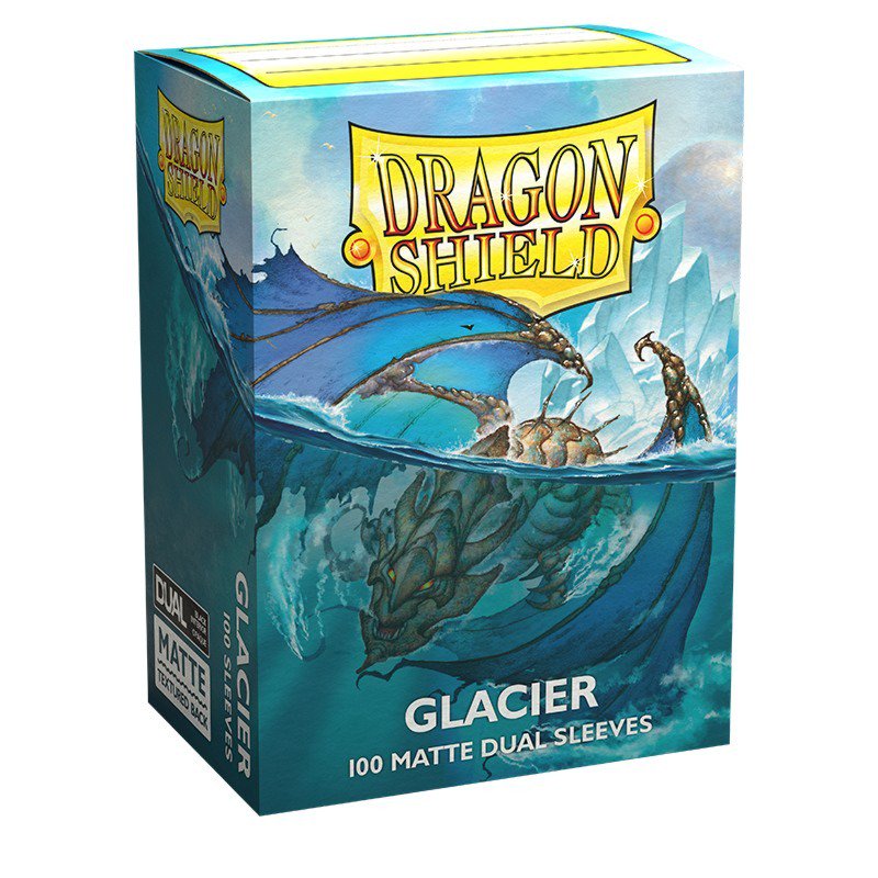 Dragon Shield Dual Matte Sleeves Glacier 100CT Standard Size Card Sleeves for MTG, Pokémon, Lorcana, Flesh and Blood, Textured Matte Back, Clear Front, Black Interior, 100 Count (PRE-ORDER)