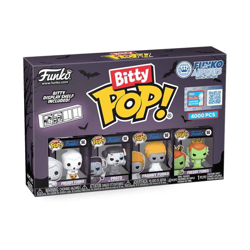 Funko Airways Bitty Pop! NYCC 2024 Exclusive Shared Sticker LE 4000 - Approx. 0.9" SE Vinyl Figure 4-Pack with Bitty Display Shelf