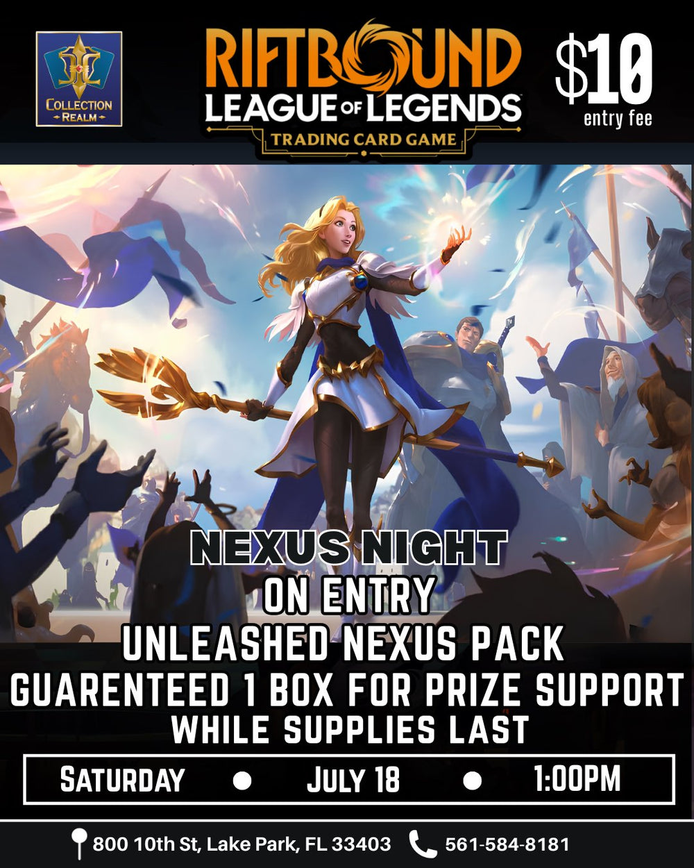 Riftbound League of Legends TCG Nexus Night Tournament – July 18, 2026 (Saturday 1:00 PM)