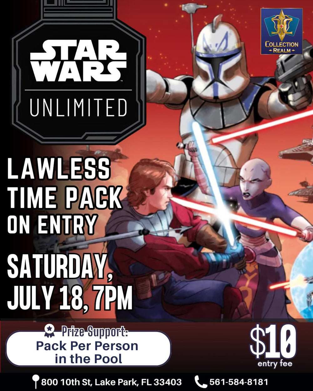 Star Wars Unlimited: A Lawless Time Tournament – July 18, 2026 (Saturday 7:00 PM)