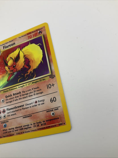 1st Edition NM Flareon, Jolteon, Vaporeon Jungle Holo Pokemon Cards