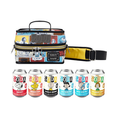 Peanuts Funko Soda! Comic Strips - 6-Piece Set of Approx. 4" Vinyl Figures in Collectible Soda Cans (Chance of 1 Chase Variant) with an 8" Cooler Bag