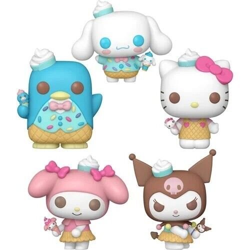 Funko Pop! Hello Kitty and Friend Wave 7 - Set of 5 (My Melody (Ice Cream) #103, Tuxedosam (Ice Cream) #102, Kuromi (Ice Cream) #101, Cinnamoroll (Ice Cream) #100, and Hello Kitty (Ice Cream) #99) Collectible Vinyl Figures