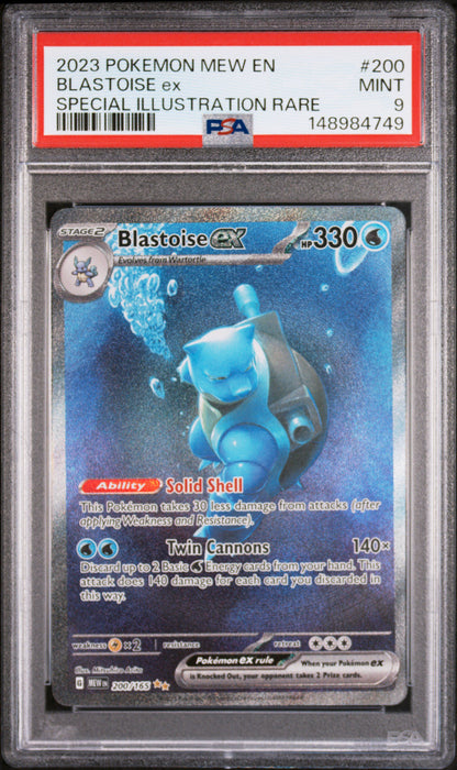 Pokemon Blastoise EX 200/165 PSA 9 4749 Graded Trading Card