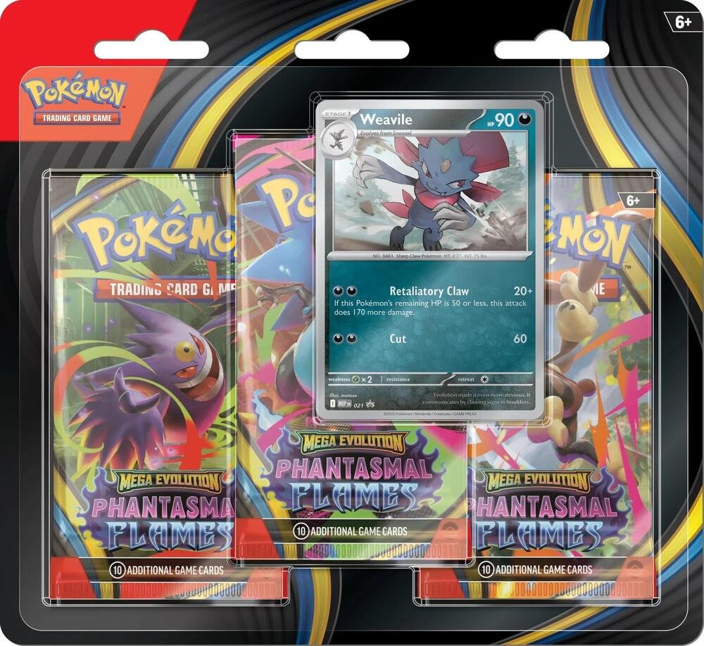 Pokemon TCG Phantasmal Flames 3 Pack Blister Weavile with Yanmega Promo Card