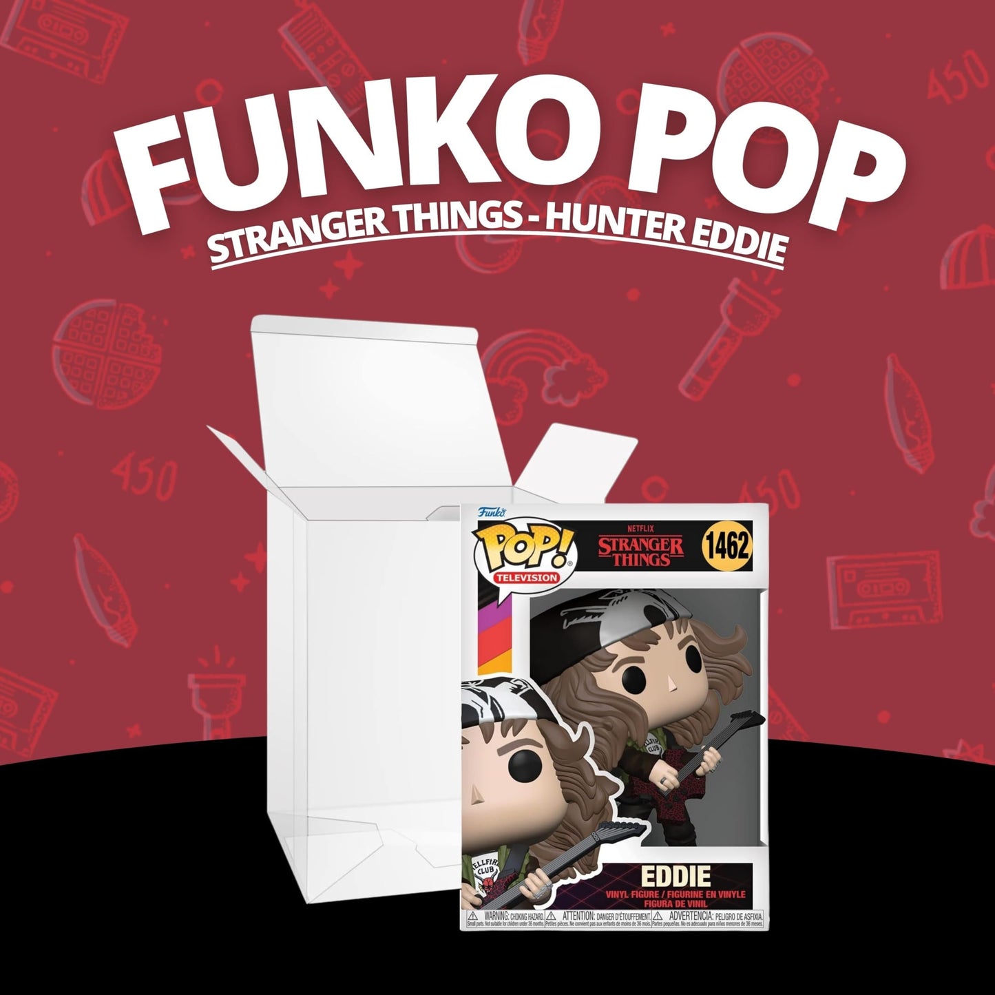 Hunter Eddie Funko Pop! TV: Stranger Things - Vinyl Figure #1462 with Window Display Box