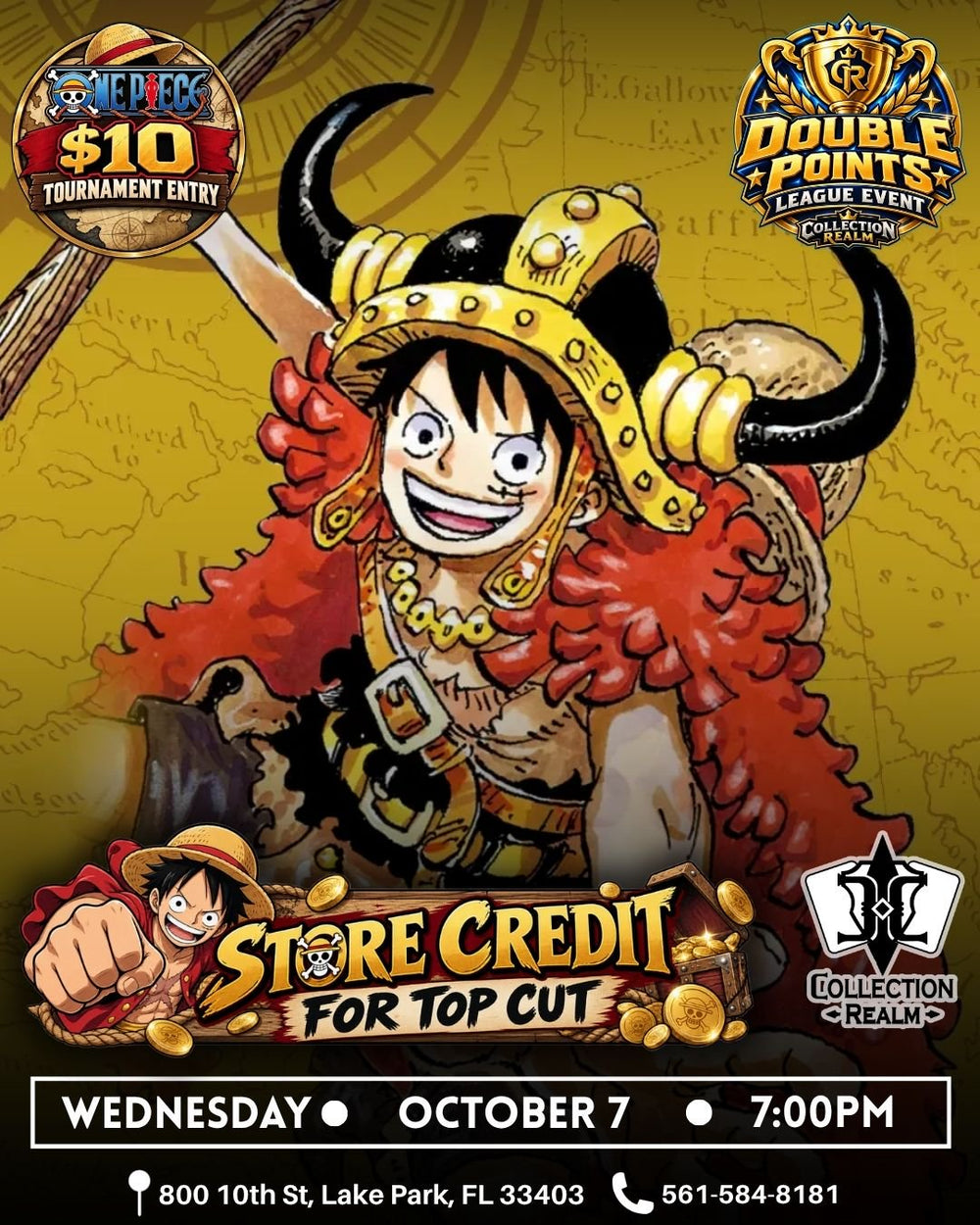 One Piece TCG Double Points Eligible Tournament – October 7, 2026 (Wednesday 7PM)