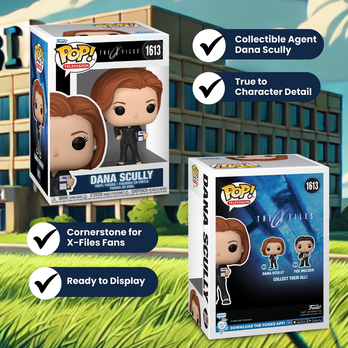 Dana Scully Funko Pop! The X-Files - Approx.4" Collectible Vinyl Figure #1613 with Display Box Protector Case