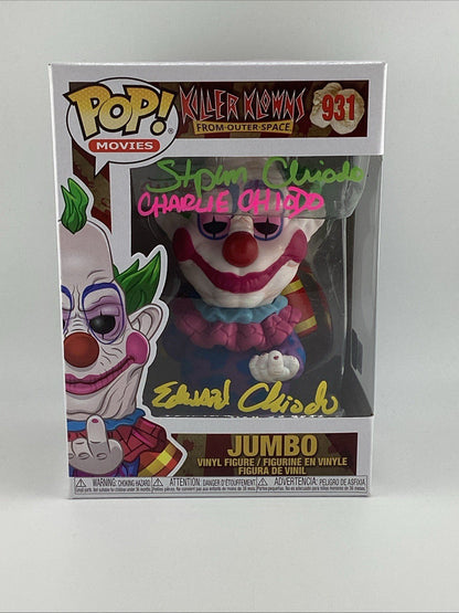 Funko Pop! Vinyl:Killer Klowns Jumbo #931 Signed Charlie,Stephen, Edward Chiodo