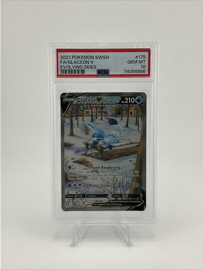 Pokemon TCG - Glaceon V (Alternate Full Art) 175/203 SWSH07 PSA 10