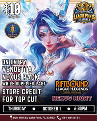 Riftbound: League of Legends TCG Nexus Night League Points – October 1, 2026 (Thursday 6:30 PM)