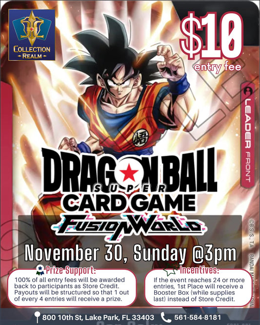 Dragon Ball Super Card Game – Fusion World Tournament – Sunday, November 30, 3:00 PM