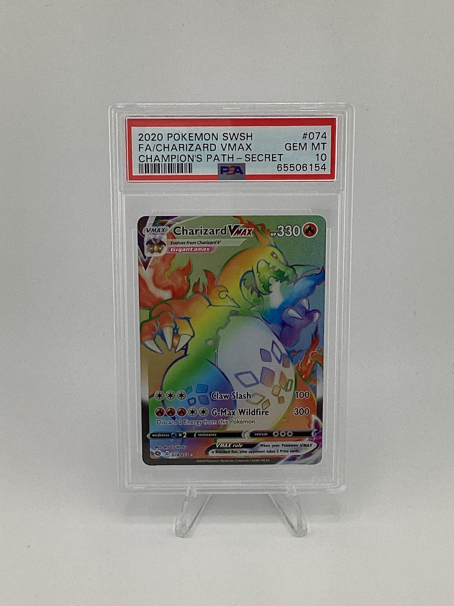 Pokémon 2020 SWSH FA/Charizard Vmax Champion's Path - Secret #074 PSA 10 - Gem Mt