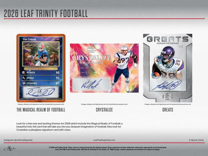 2026 Leaf Trinity Football NFL Factory Sealed 8 Box Hobby Jumbo Case, Premium Football Trading Cards for Collectors and Sports Memorabilia Fans (PRE-ORDER)