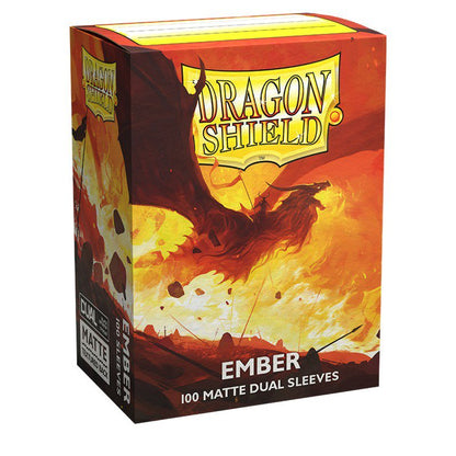 Dragon Shield Dual Matte Sleeves Ember, 100 Count Standard Size TCG Card Sleeves, Textured Matte Back, Clear Front, Black Interior, Protective Sleeves for Trading Cards