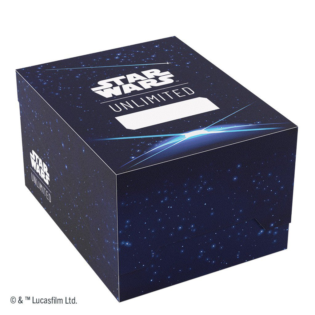 Star Wars Unlimited Twin Suns Soft Crate Card Back Blue, Officially Licensed Deck Box with Token Box and 2 Slide Card Cases, Holds Double-Sleeved Cards, Gamegenic