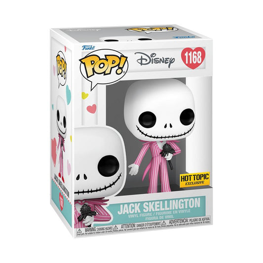 Jack Skellington with Flower Funko Pop! Disney - Approx. 4" Collectible Hot Topic Exclusive Vinyl Figure #1168 with Display Box Protector Case
