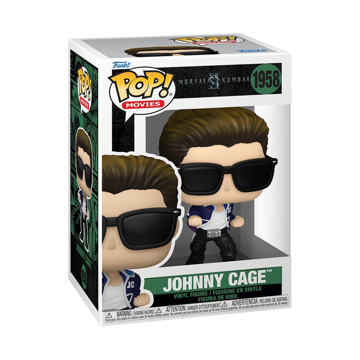 Funko Pop! Movies Johnny Cage #1958 from Mortal Kombat II, 4-inch collectible vinyl figure with box protector case.