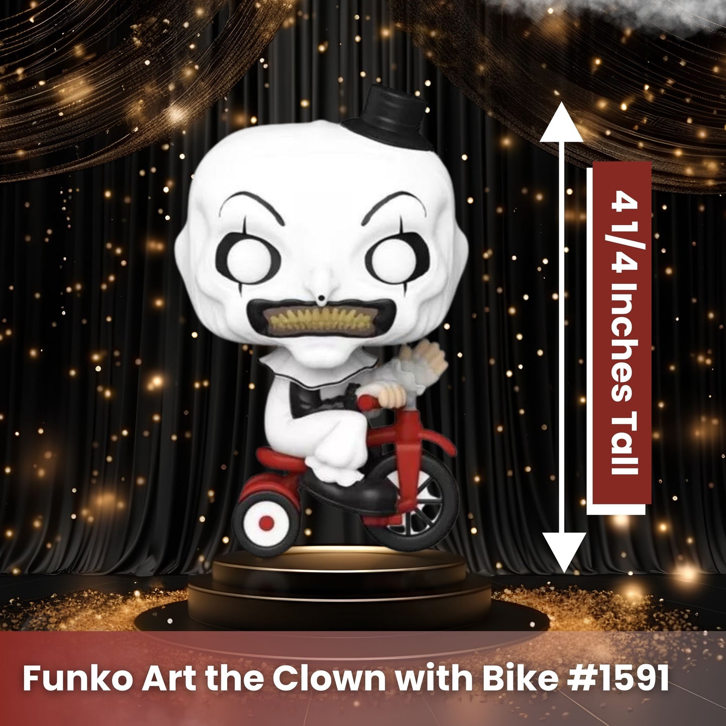 Art The Clown with Bike Funko Pop! Movies: Damien Leone's Terrifier - Approximately 4 1/4" Horror Vinyl Figure #1591with Display Box Protector Case