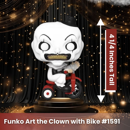 Art The Clown with Bike Funko Pop! Movies: Damien Leone's Terrifier - Approximately 4 1/4" Horror Vinyl Figure #1591with Display Box Protector Case